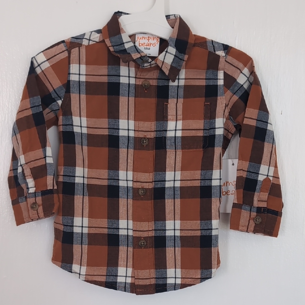 Jumping Beans Kids Plaid Shirt - Brown and Black